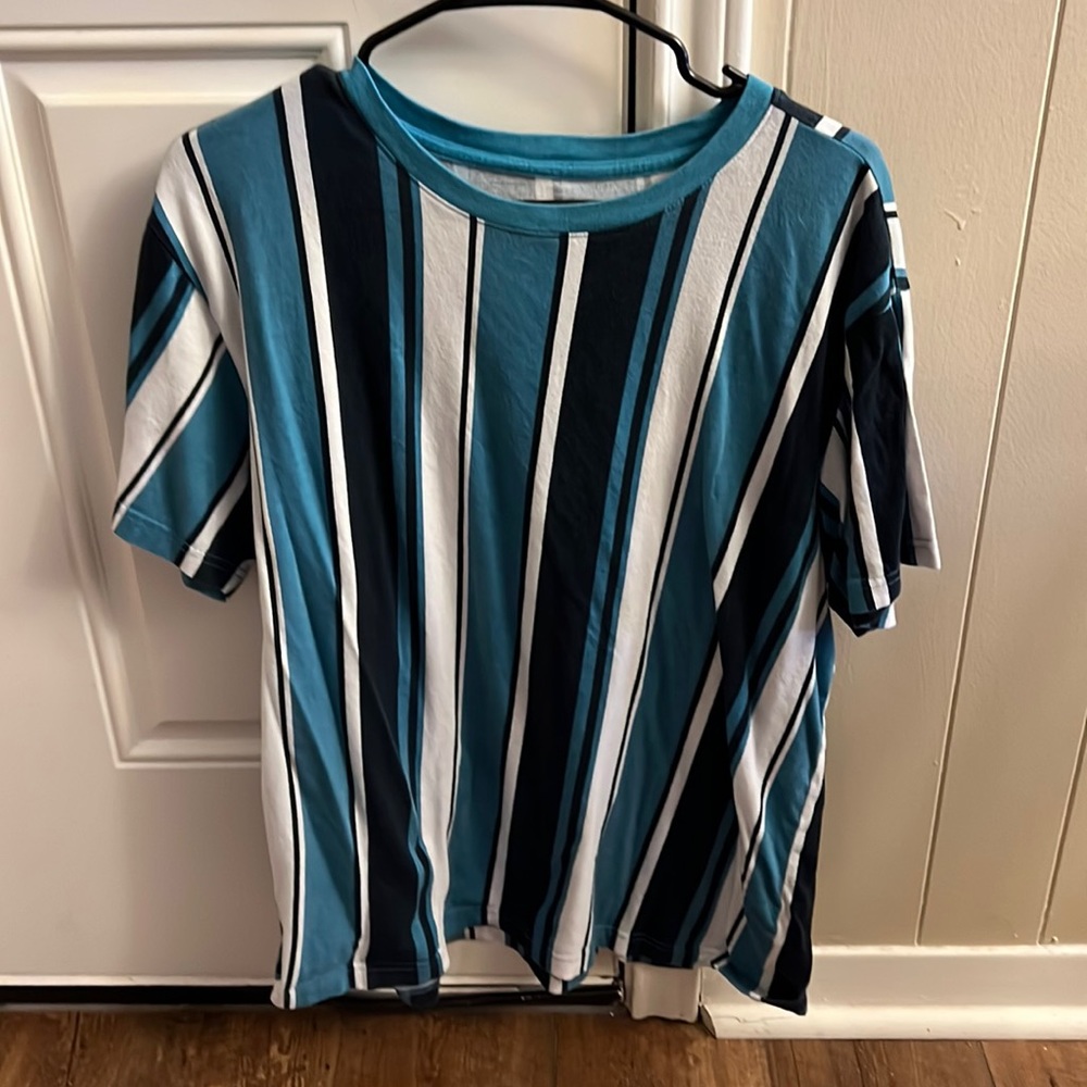 Blue and black striped shirt